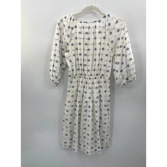 by Anthropologie Marcie Textured Tunic Dress Womens XS White Blue‎ Pockets Lined - Picture 8 of 9